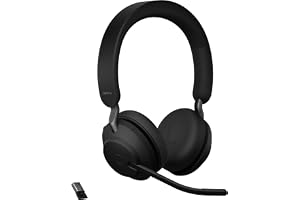 Jabra Evolve2 65 trådlöst headset - Bullerdämpande UC-certifierade stereohörlurar med lång batteritid - USB-A Bluetooth-adapt