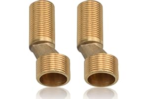BEATIFIC Lot de 2 adaptateurs pour robinet de douche 3/4" vers 1/2" en laiton - Filetage extérieur S - Adaptateur décalé de 8 mm - Longueur : 70 mm - Raccord excentrique réglable pour robinet mural