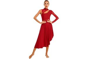 Jowowha Femme Robe Danse Salsa Tango Asymétrique Robe Danse Zumbas Rumba Chacha Fendue Robe Cérémonie Cocktail Soirée Dancewear S-XXL