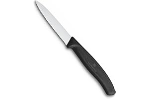 Victorinox 6.7633 Swiss Classic - Coltello da cucina, spelucchino a punta, acciaio inossidabile, 19 cm, Nero