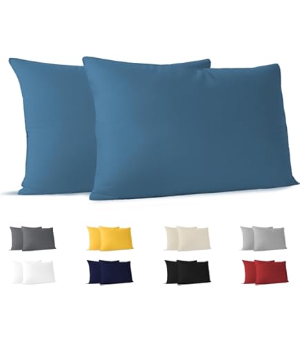 Federe Cuscino 40x70 Cm Set Da 2 - Cotone Lavato Effetto Lino, Con Cerniera, Verde