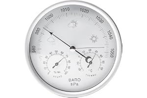 Analog väderstation: 3-i-1 barometer, hygrometer och termometer för inomhus- och utomhusbruk, diameter 13,2 cm, ram i rostfri