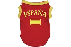 Petitebelle Doggie Style Store T-shirt pour chien Motif drapeau de l'Espagne Rouge Taille L