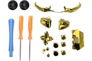 HAKEETA Kit Elite, Set Complet De Touches De Manette Accessoires De Remplacement Boutons pour X Box One Elite Contrôleur One avec Boutons, 2xTournevis, 1xClé pour X Box 360 Contrôleur.(金色)