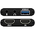 4K Audio Video Capture Card, Recording Card with Microphone HDMI Loop-Out，HDMI to 1080P USB 3.0 for Gaming Streaming TV Recorder, Live Streaming Broadcasting