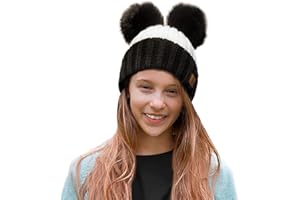 4sold Ribbed Striped Thermal Insulating Bobble Funny Beanie Baby Kids Girls Boys Hat Wool Knitted with Pom Pom Winter Warm SKI Snowboard Hats