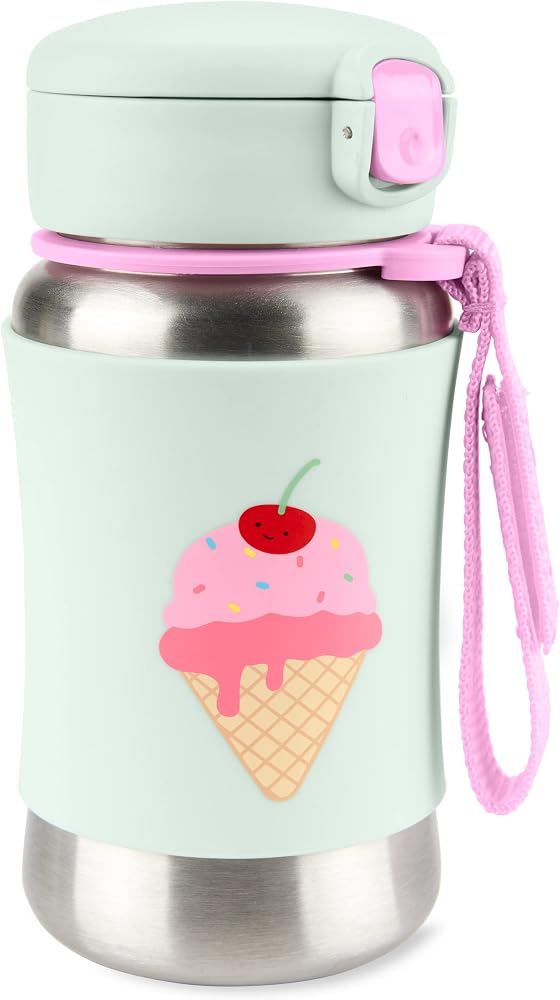 Skip Hop Samanlı Toddler Sippy Kupası, Kıvılcım Paslanmaz Çelik Hasır Şişe, Dondurma