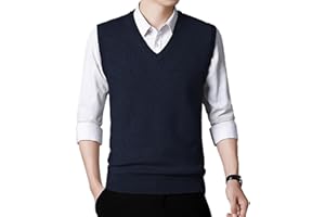 KUYIGO Uomo Gilet Senza Maniche in Maglione Classico Business Gentleman V Neck Knitwear Maglia Gilet Maglione Tank Tops