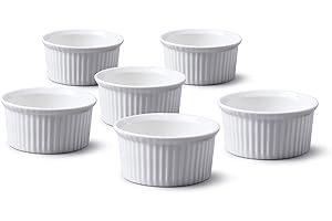 WM BARTLEET & SONS 1750 Traditional Set of 6 Porcelain Ramekins, 6.5x3.5 Centimeter Ramekin/Dipping Dish Set - Wm Bartleet & Sons, White