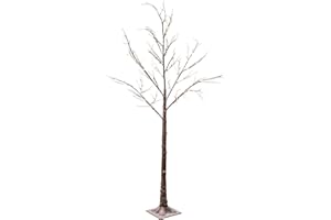 CELEBRIGHT 6ft Snowy Effect Brown Christmas Twig Tree Pre Lit With 96 Warm White LED