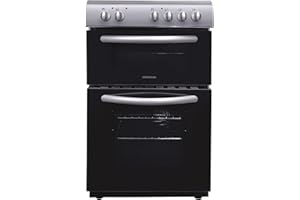 Statesman EDC50S Fan Assisted Double Oven Electric Cooker, 4 Zone Ceramic Hob, Integrated Grill, 50cm Wide, Double Glazed Door, 1 Deep Tray with Wired Chrome Grid, Silver