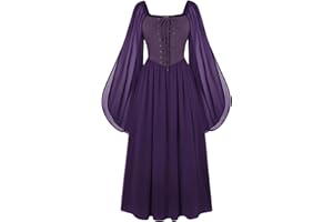 SCARLET DARKNESS Women Renaissance Corset Dress Vintage Slit Sleeve Rockabilly Long Dress