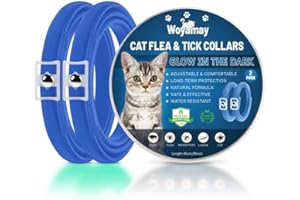 Woyamay Collar Antiparasitario Gatos, Luminoso Collar Antipulgas y Garrapatas Gatos Natural, Impermeable e Ajustable Collar Antipulgas Gatos contra Pulgas y Piojos, 8 Meses de Protección Azul, 2 Pcs