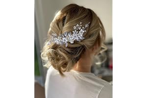Edary Flower Bride Wedding Hair Vine Silver Pearl Headpieces Leaf Headband Bridal Hair Accessories for Women and Girls