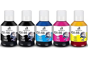 DOUBLE D GI-56 Ink Bottle Compatible for Canon GI-56 Ink GI56 GI56 Replacement for Canon MAXIFY GX7050 GX6050 GX5050 GX4050 GX3050 Printers (5 Pack,GI-56BK*2,GI-56C*1,GI-56Y*1,GI-56M*1)