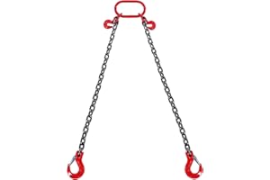 VEVOR Élingue Chaîne de Levage à 2 Brins avec Crochets et Ajusteurs, 8 mm x 180 cm, Capacité de Charge 2993 kg, Grade 80, pour Chariot Élévateur, Palan à Moteur, Quai, Chantier de Construction, Usine