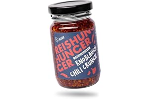 ‎REISHUNGER REISHUNGER Knoblauch Chili Crunch, 115 g - fertiges Crispy Chili Öl aus Knoblauchflocken, mild-scharfem Chili und würzigen Zwiebeln