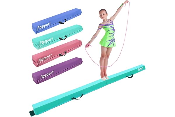 FBSPORT Poutre Gymnastique Pliable 180/240/270/300cm Cuir de PU, Poutre d'équilibre Equipement d'entraînement de Gymnastique avec Fond Antidérapant pour Enfants, Débutants et Gymnastes Professionnels