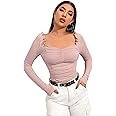 Shasmi Women's & Girl's Full Sleeve, Sweat Hear Neck, Frill Trim Ruched Crop Top for Women, Tops, Slim Fit T-Shirts for Girls (Top 71 Black Small)