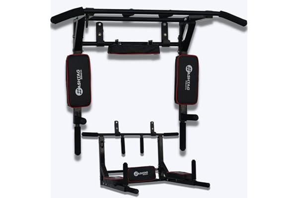 HASHTAG FITNESS 3in1 Multi Pull Up Bar Wall Mounted Dips Bar Stand Station for Home Portable Wall Mount, 120 kg, 68.6 Cm