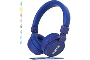 ONTA®Pliable on Ear Casque Audio Enfant,Réglable Léger Écouteurs pour Enfants pour Ttéléphonesphones/iPhone/Tablettes/iPad/PC/MP3/MP4 - Bleu Foncé