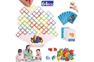 SHABELI 64 Pcs tetra tower balance game for Kids, Adults & Family,Balance Stacking Toys Perfect for Family Games, Parties and Travel