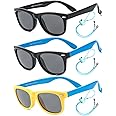 ROCF ROSSINI Pack of 3 Flexible Kids Sunglasses Polarized Sun Glasses Girls Boys Shades UV400 Protection Eyewear with Case for Age 2-8
