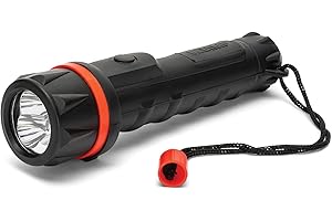 Velamp Torcia LED impermeabile - Impugnatura antiscivolo e laccetto – Alta potenza e resistenza - Per uso esterno ed emergenze - 2 batterie tipo AA