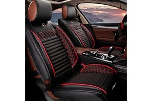 Muchkey Fundas Asientos Coche Universales 5 Asientos para Delanteros y Traseros Funda para Asiento Coches Accesorios Interior,Negro Rojo