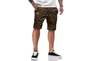 JMIERR Kurze Hosen Herren Shorts Herren Sommer Chino Baumwolle Elastische Taille mit Taschen