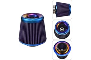 XhuangTech Car Air Intake Filter, 76mm/3.0” Universal High Performance Cold Air Intakes, Bluing Washable & Reusable Ram Air Filter Induction Kit with Clamp Ring for Car/Motorcycle/Boat (Purple)