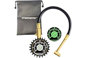 ATsafepro Jauge de pression des pneus de moto 60 PSI, manomètre mécanique avec mandrin à angle de 90 degrés, tuyau flexible, manomètre analogique pour voitures, motos, vélos