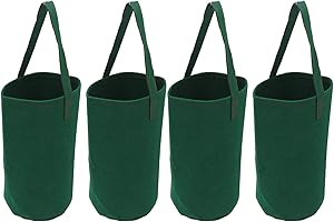 KENANLAN Lot de 4 sacs de culture pour fraises avec trou, à l'envers pour tomates, pots de fleurs à suspendre, sacs de plantation pour légumes, fleurs, plantes (vert)