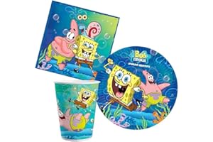 amscan IRPot - Kit Compleanno Bambino Spongebob Piatti Bicchieri TOVAGLIOLI