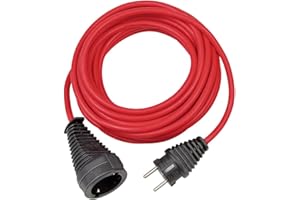 Brennenstuhl Qualitäts- Kunststoff-Verlängerungskabel mit Schutzkontakt-Stecker und -Kupplung (Verlängerungskabel für innen mit 10m Kabel) rot