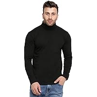 DIGITAL SHOPEE Slim Fit Full Sleeve High Neck Cotton T-Shirt for Men's/Boys for All Season| Black