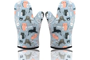 AYADA Ofenhandschuh Topfhandschuhe, Topflappen Handschuh Backhandschuhe Backofen Handschuhe Oven Gloves Oven Mitts Kochhandschuhe Backofenhandschuhe Hitzebestaendig Küchenhandschuhe 2 Pack (Katze)