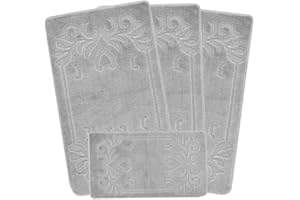 emmahome ROMANY GYPSY WASHABLE 4PCS MAT/RUG SET, CARAVAN/MOBILE HOME TOURER SIZES, 67X120CM, Mabel (Grey)