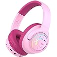 iClever Kids Wireless Headphones with LED Lights, BTH18 Safe Volume 74/85dBA, 43H Playtime, Stereo Sound, Type-C, AUX Cable, Bluetooth5.3 Over Ear Kids bluetooth Headphones for Tablet/Travel
