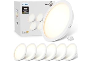 LVWIT Faretti LED da Incasso per Cartongesso, Faretti da Incasso 24W, Faretti Incasso Cartongesso, 2640 Lumen, Luce Naturale 4000K, Faretto da Incasso, AC 220-240V, Diametro Foro Ø195-205mm, Set di 6