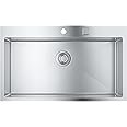 GROHE K800 - Stainless Steel Kitchen Sink (Top Mount or Flush Mount, with Overflow and Automatic Waste Fitting, 1 Bowl 790 x 400 x 200 mm, Thickness 1 mm), 846 x 510 mm, 31584SD1