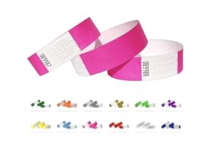 QUBIBAND Braccialetti identificativi 19 mm, 1000 pezzi, braccialetti eventi (Neon Rose, 1000 Pack)