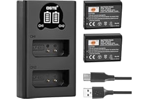 DSTE ELECTRON DSTE LP-E10 Ersatzakku (2er Pack) und Smart LED Dual USB-Ladegerät Kompatibel mit Canon EOS Rebel T3, EOS KISS X50, EOS 1100D, EOS Rebel T5, Kiss X70, Kiss X80, 1200D, 1300D