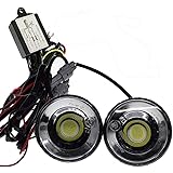 FOLGEMIR COB LED Tagfahrlicht rund, dimmbare Tagfahrleuchten, mehr als ECE R87, DC 12V, Weiß