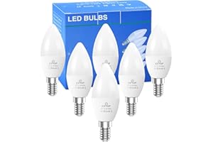 EX UP Lampadine a LED e14 Candela C37 6W Luce Bianca Fredda,6500k Equivalenti 40W Alogena Bulbi,550lm Non Dimmerabile,Attacco Piccolo E14 SES risparmio energetico Nessun Sfarfallio, Confezione da 6