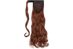 ‎SEGO Ponytail Clip in Pferdeschwanz Extension Haarteil Haarverlängerung Zopf Hair Piece gewellt Wavy wie Echthaar Hellbraun Mix Rotbraun Wavy-17"(43cm)