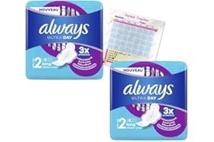 Always Ultra Day Sanitary Towels with Wings | Size 2 | Long | 22 Pads (Pack of 2X 11) | Odour Neutraliser Technology | Absorbent Core | Including Jaspem Period Tracker