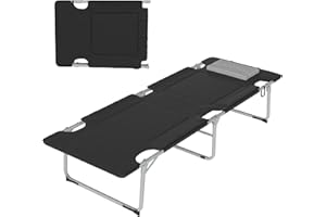 Outsunny Letto da Campeggio, Brandina Pieghevole e Imbottita con Cuscino, Nero 183 x 66 x 33cm