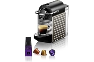 Krups Nespresso Pixie - Cafetera monodosis de cápsulas Nespresso, compacta y robusta, 19 bares, apagado automático, espressos y lungos, color plata, estilo industrial, incluye kit de bienvenida