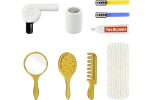 Moguri Miniaturowe akcesoria do domku dla lalek, miniaturowe akcesoria do domku dla lalek, zestaw 1/12 miniaturowych artykułów toaletowych, miniaturowy zestaw szczoteczek do zębów, do domku dla lalek,